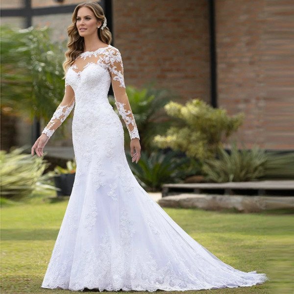 long sleeve mermaid wedding gown 1475-002