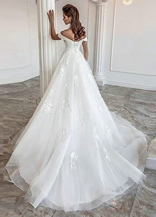 off the shoulder a line wedding dress 1476-001