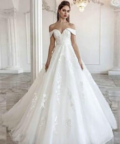 off the shoulder a line wedding dress 1476-002