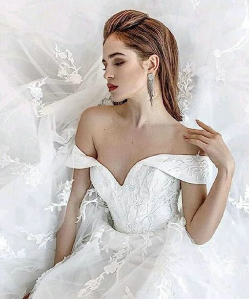 off the shoulder a line wedding dress 1476-003