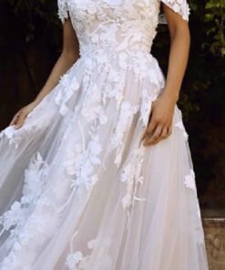 off the shoulder a line wedding dress 1486-002