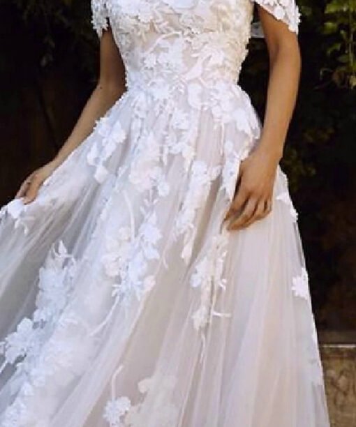 off the shoulder a line wedding dress 1486-002