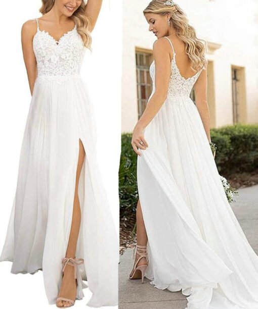 Spaghetti Strap wedding dress 1487-002
