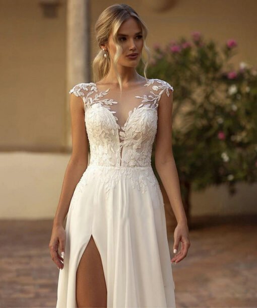 high slit wedding dress 1489-001