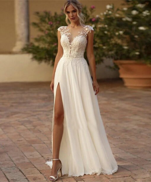 high slit wedding dress 1489-004