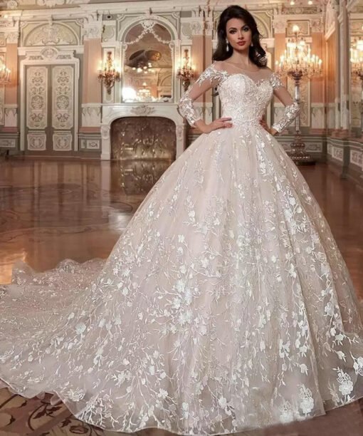 lace ball gown wedding dress 1490-002