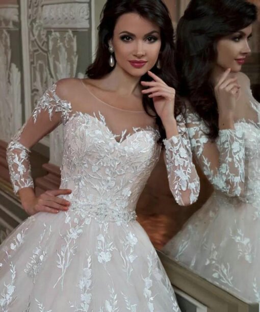 lace ball gown wedding dress 1490-005