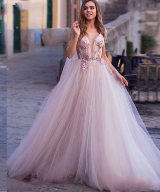 pink tulle wedding dress 1492-001