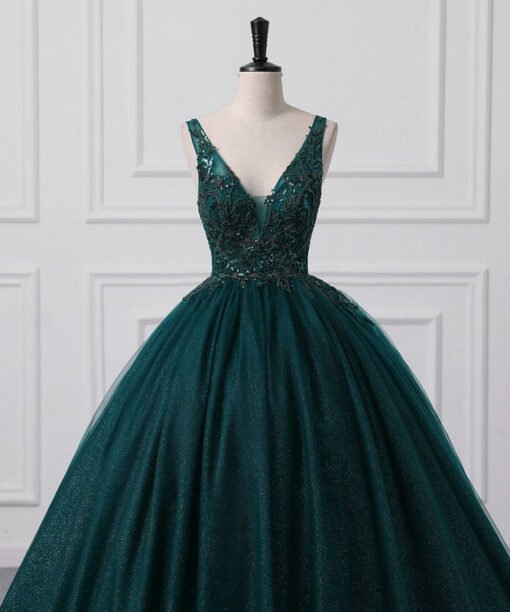 dark green wedding dress 1502-001