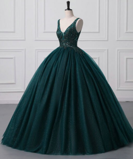 dark green wedding dress 1502-004