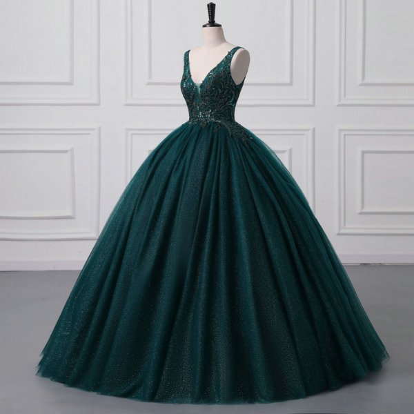 dark green wedding dress 1502-004