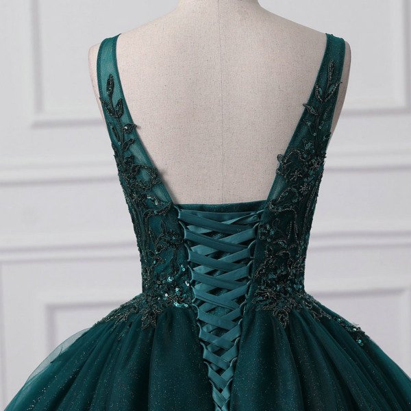 dark green wedding dress 1502-005