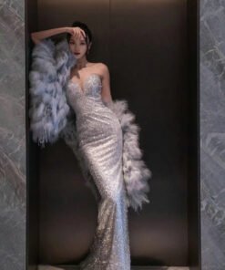 silver evening dress 1506-004