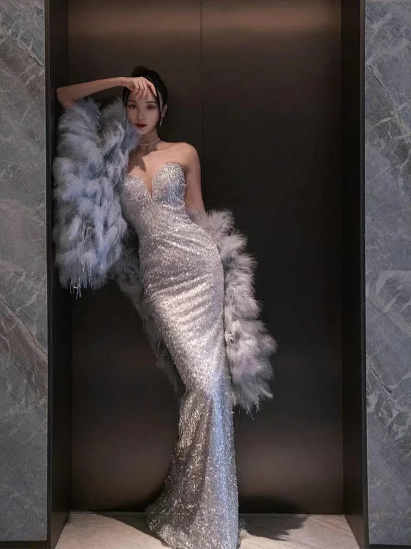 silver evening dress 1506-004