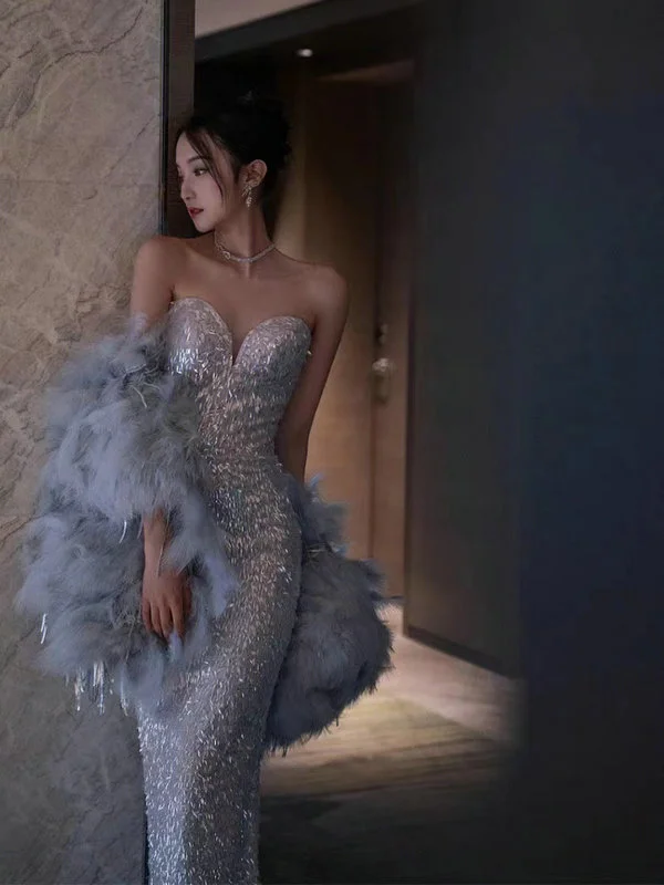 silver evening dress 1506-005