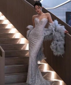 silver evening dress 1506-006