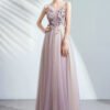 purple prom dress with flowers 1508-04