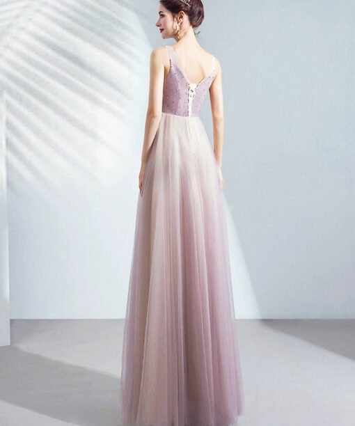 purple prom dress with flowers 1508-07