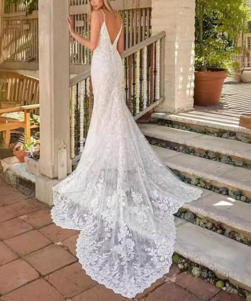 Spaghetti Strap mermaid wedding dress 1520-003