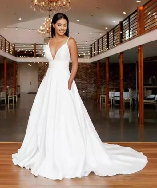 Spaghetti Strap satin bridal gown 1522-001