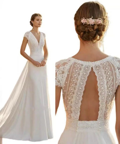 backless a line wedding dress 1516-002