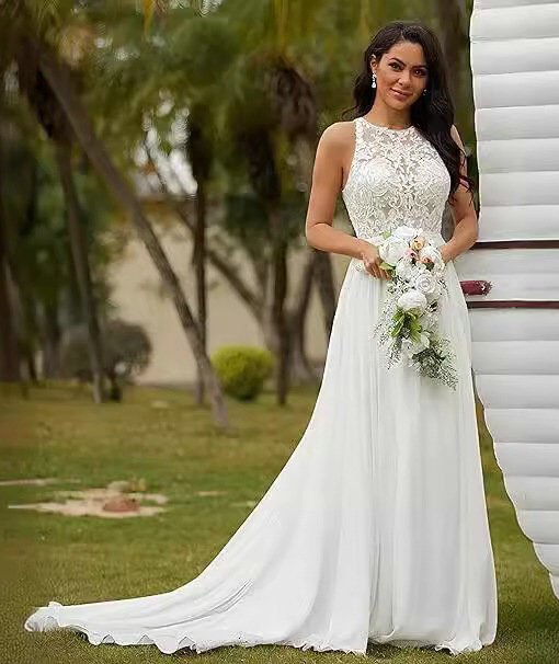 halter a line wedding dress 1519-001