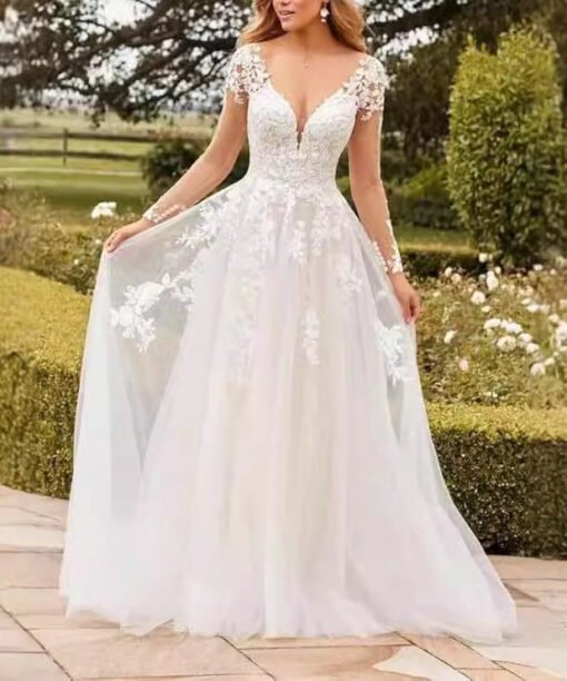 lace a line wedding dress 1511-001