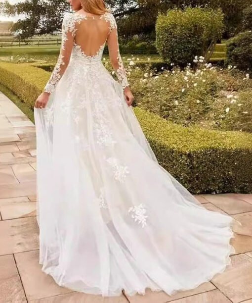 lace a line wedding dress 1511-002