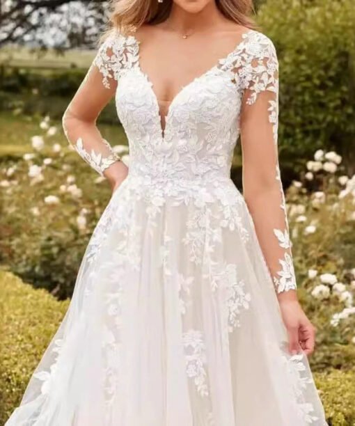 lace a line wedding dress 1511-003