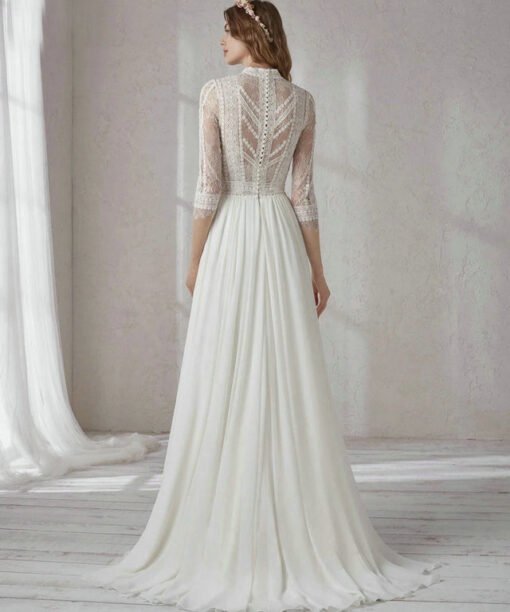 lace and chiffon wedding dress 1513-002