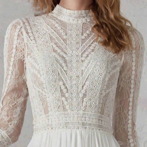 lace and chiffon wedding dress 1513-003
