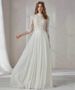 lace and chiffon wedding dress 1513-004