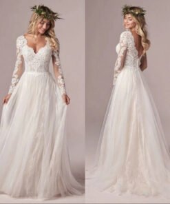 long sleeve a line wedding dress 1510-001