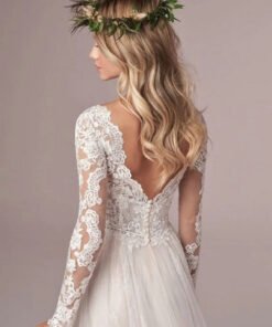 long sleeve a line wedding dress 1510-003