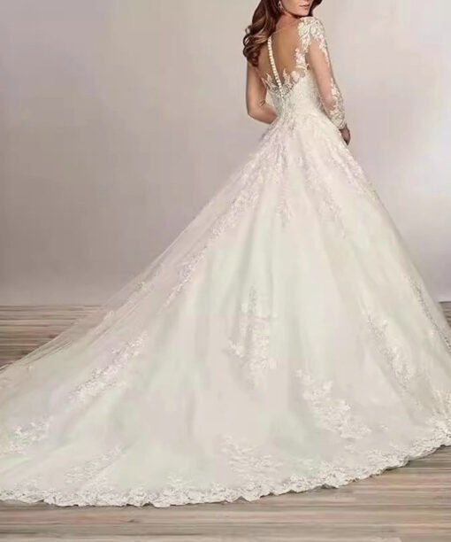 long sleeve ball gown wedding dress 1522-001