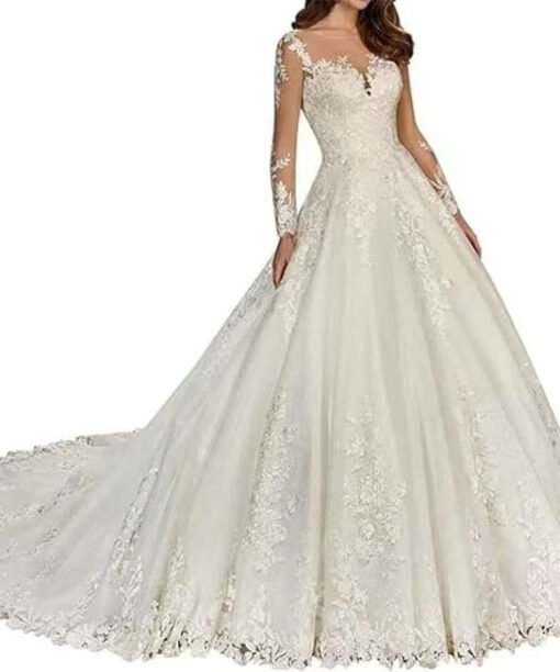long sleeve ball gown wedding dress 1522-002