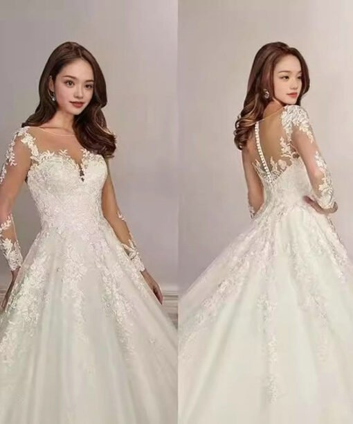 long sleeve ball gown wedding dress 1522-003