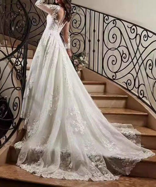 long sleeve ball gown wedding dress 1522-004