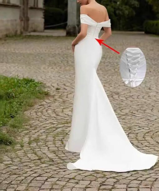 satin high slit wedding dress 1515-002