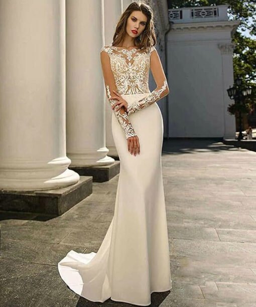 satin sexy wedding dress 1518-004