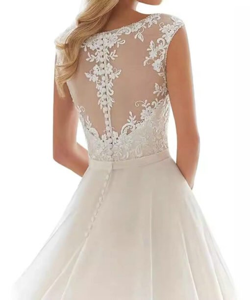 v neck simple wedding dress 1522-001