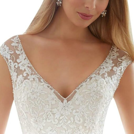 v neck simple wedding dress 1522-003