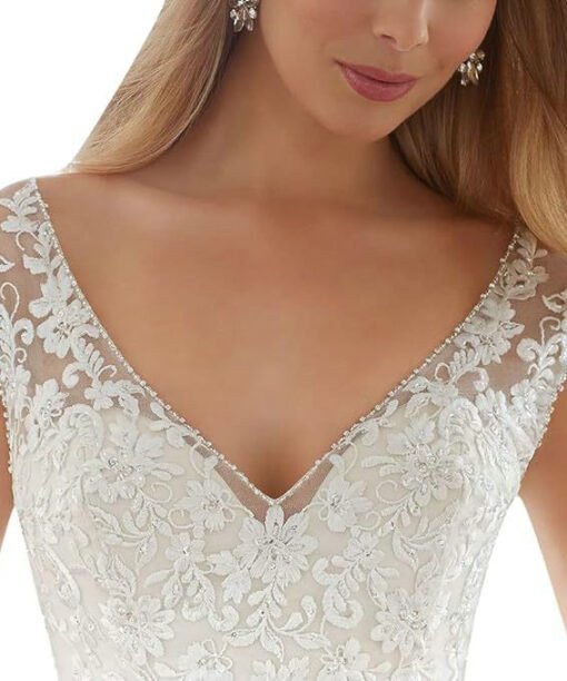 v neck simple wedding dress 1522-003