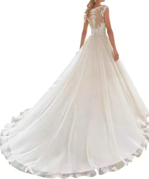 v neck simple wedding dress 1522-005