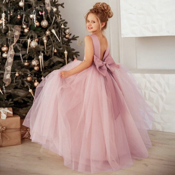 Blush Pink Flower Girl Dress For Sale - Image 3