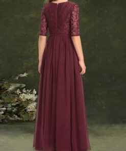 burgundy flower girl dress 1543-001
