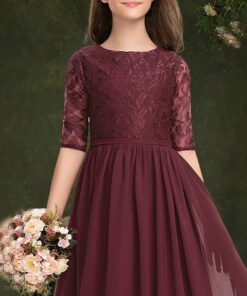 burgundy flower girl dress 1543-003