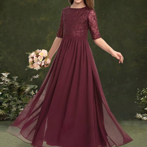 burgundy flower girl dress 1543-004