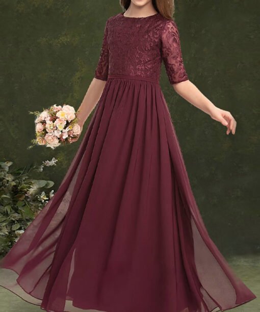 burgundy flower girl dress 1543-004
