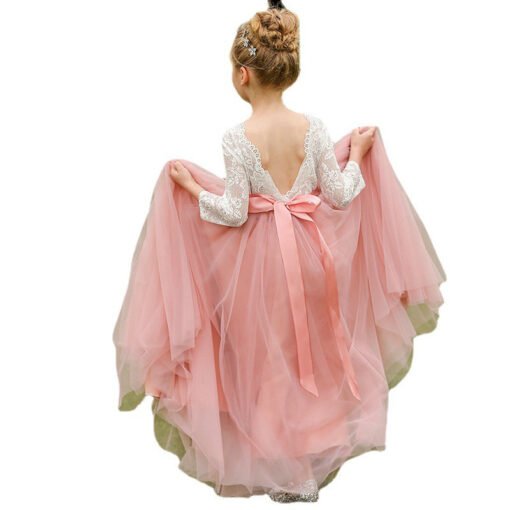 white and pink flower girl dress 1549004